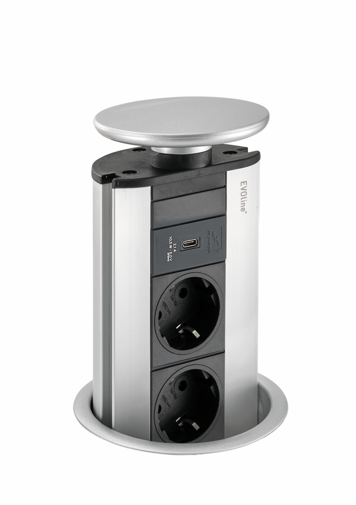 Naber Evoline® Port USB C, Steckdosenelement, Deckel silberfarbig