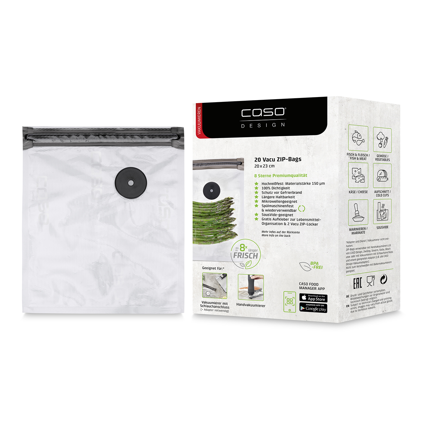 CASO-Vacu ZIP-Bags 20 x 23 cm CASO-Vacu ZIP-Bags 20 x 23 cm