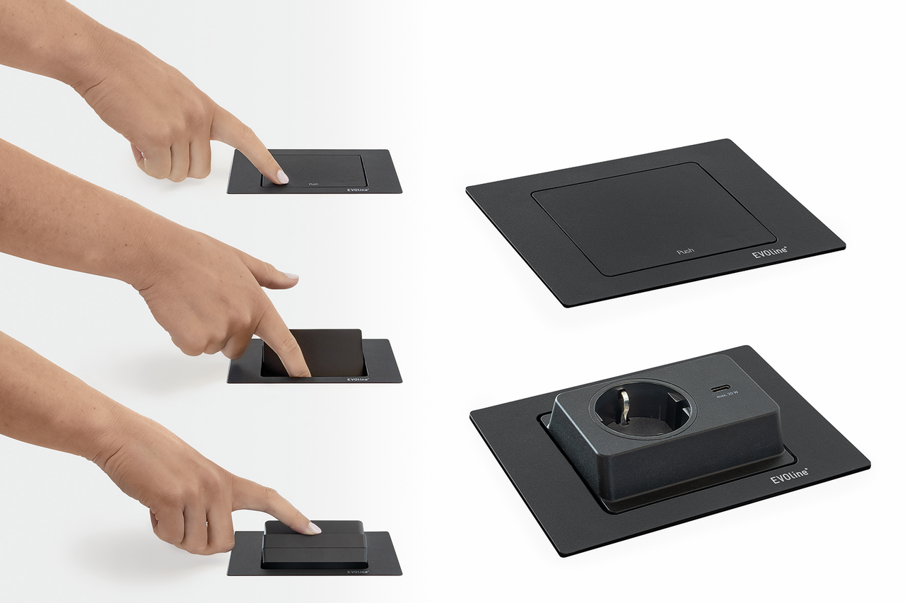 Naber Evoline® Spin USB C, Steckdosenelement, schwarz matt
