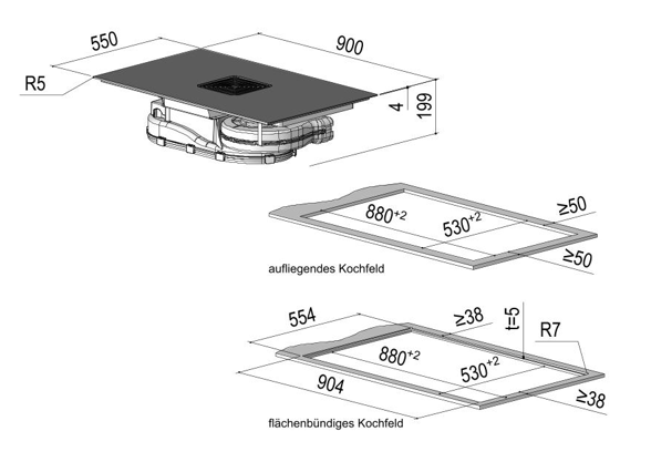 berbel Kochfeldabzug BKA 90 DLIP Mattschwarz