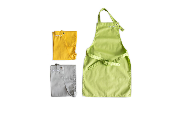 BORA Kinderschürze 3er Set gelb/grün/grau