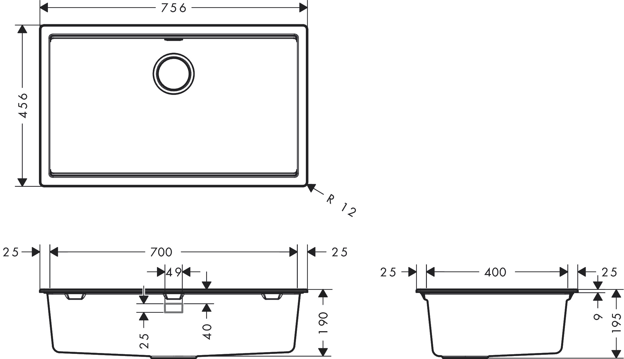 HG S530-U700 Unterb.spüle ALG