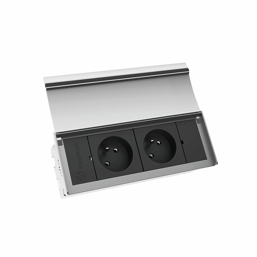 Naber VersaLid, Steckdosenelement, mit belgischen/französischen Steckdosen, Deckel Aluminium eloxiert