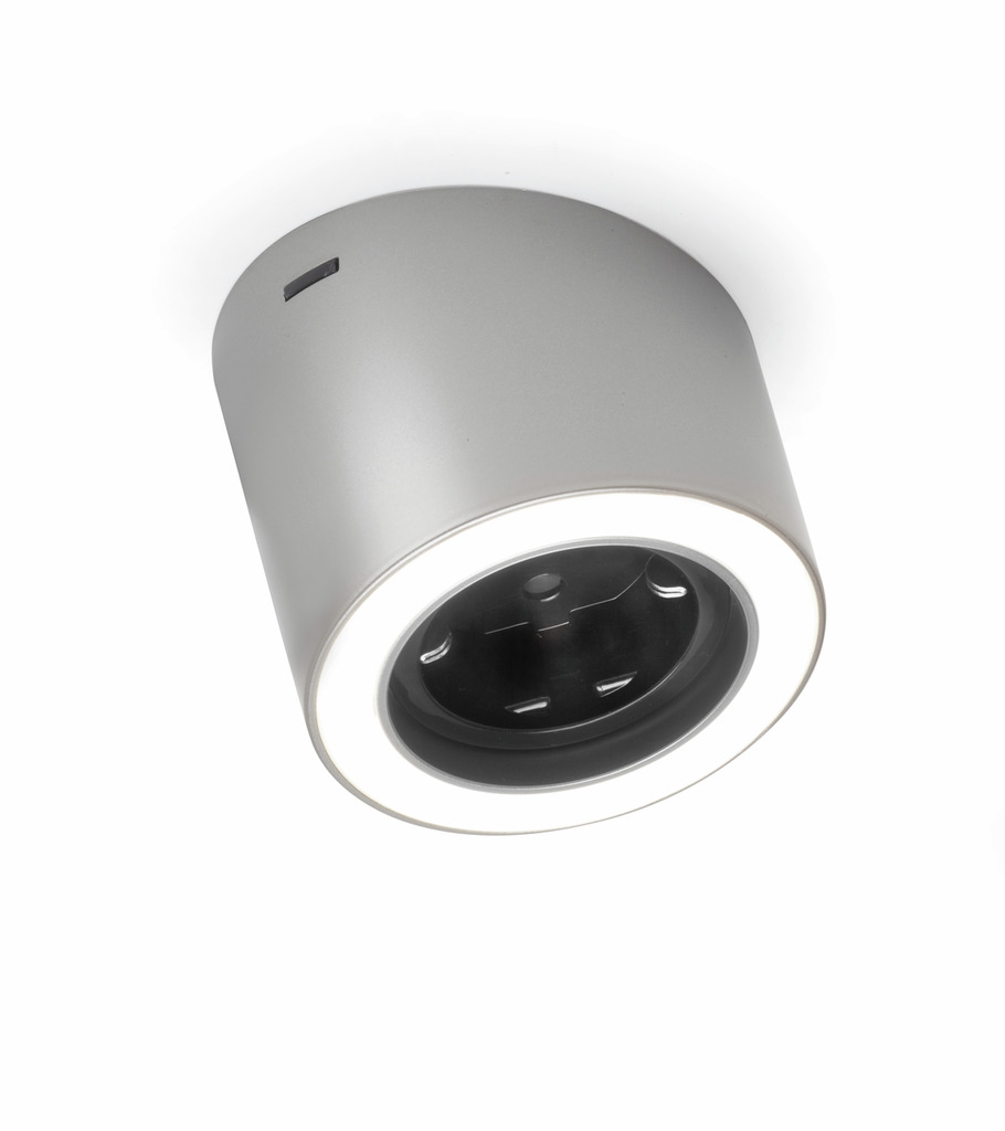 Naber Unika 3 Farbwechsel LED, Leuchte, Einzelleuchte mit Schukosteckdose, edelstahlfarbig