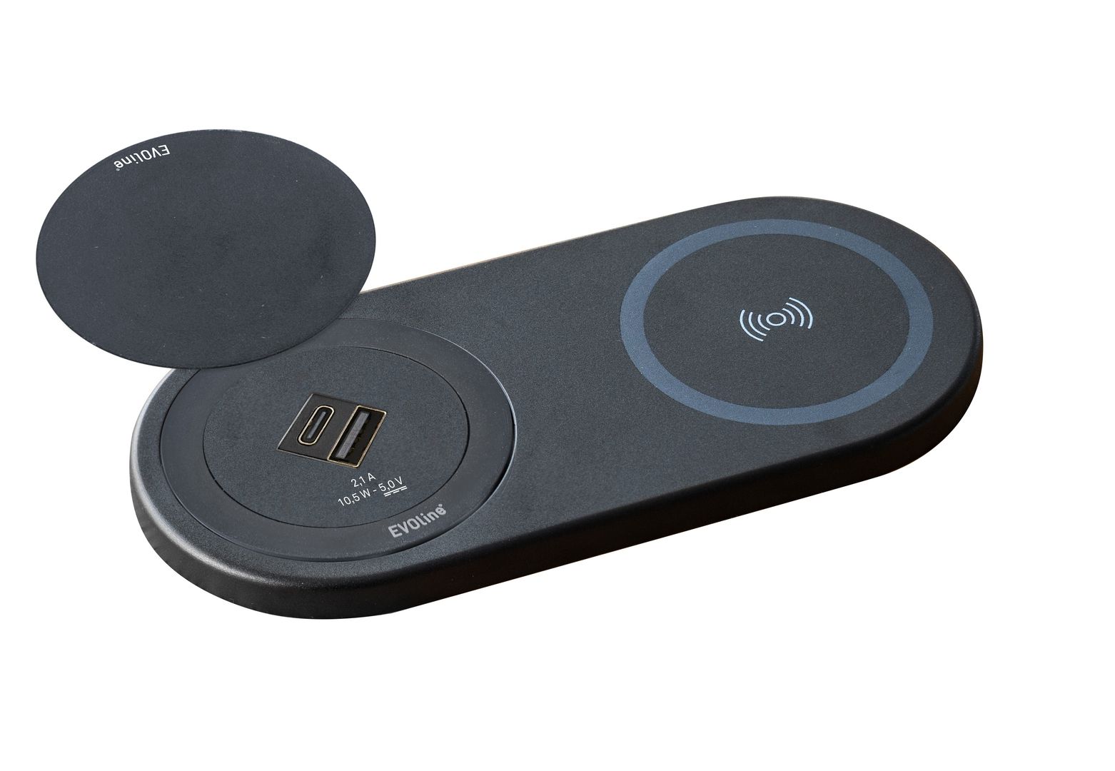 Naber Evoline® One DisQ USB A+C Qi, Ladestation, schwarz matt