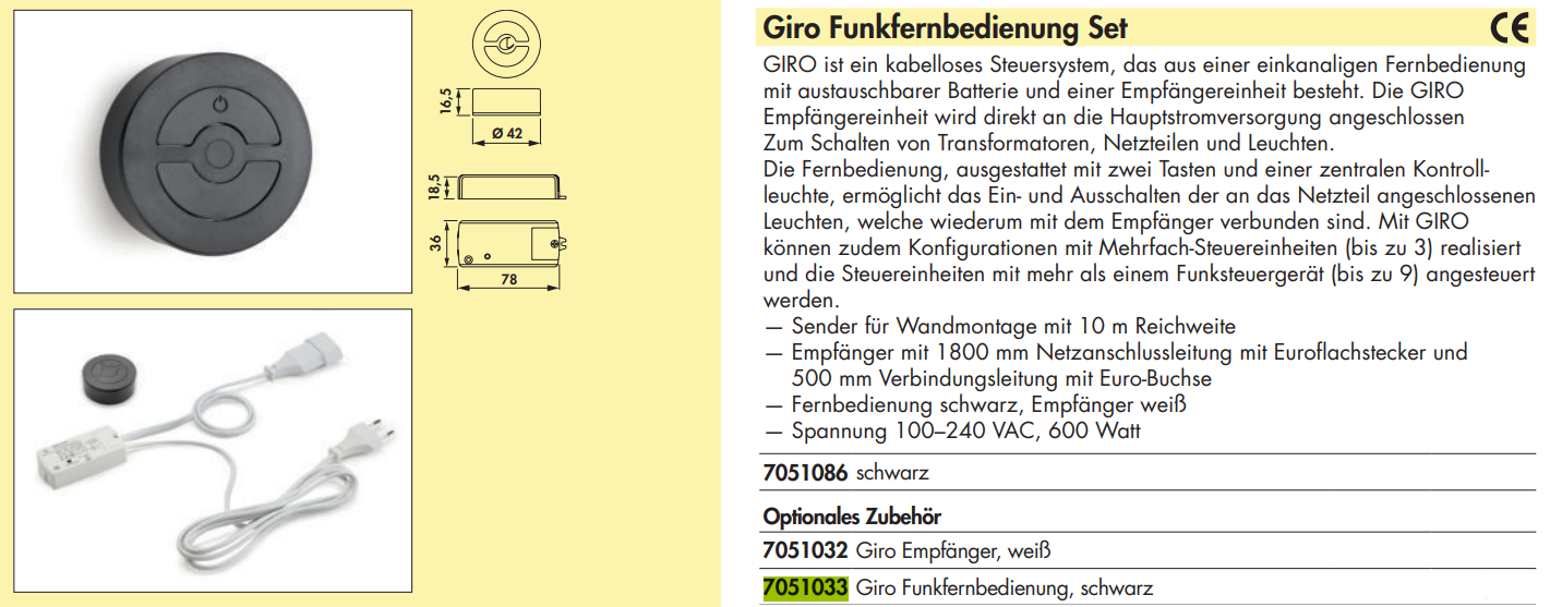 Naber Giro Funkfernbedienung, schwarz