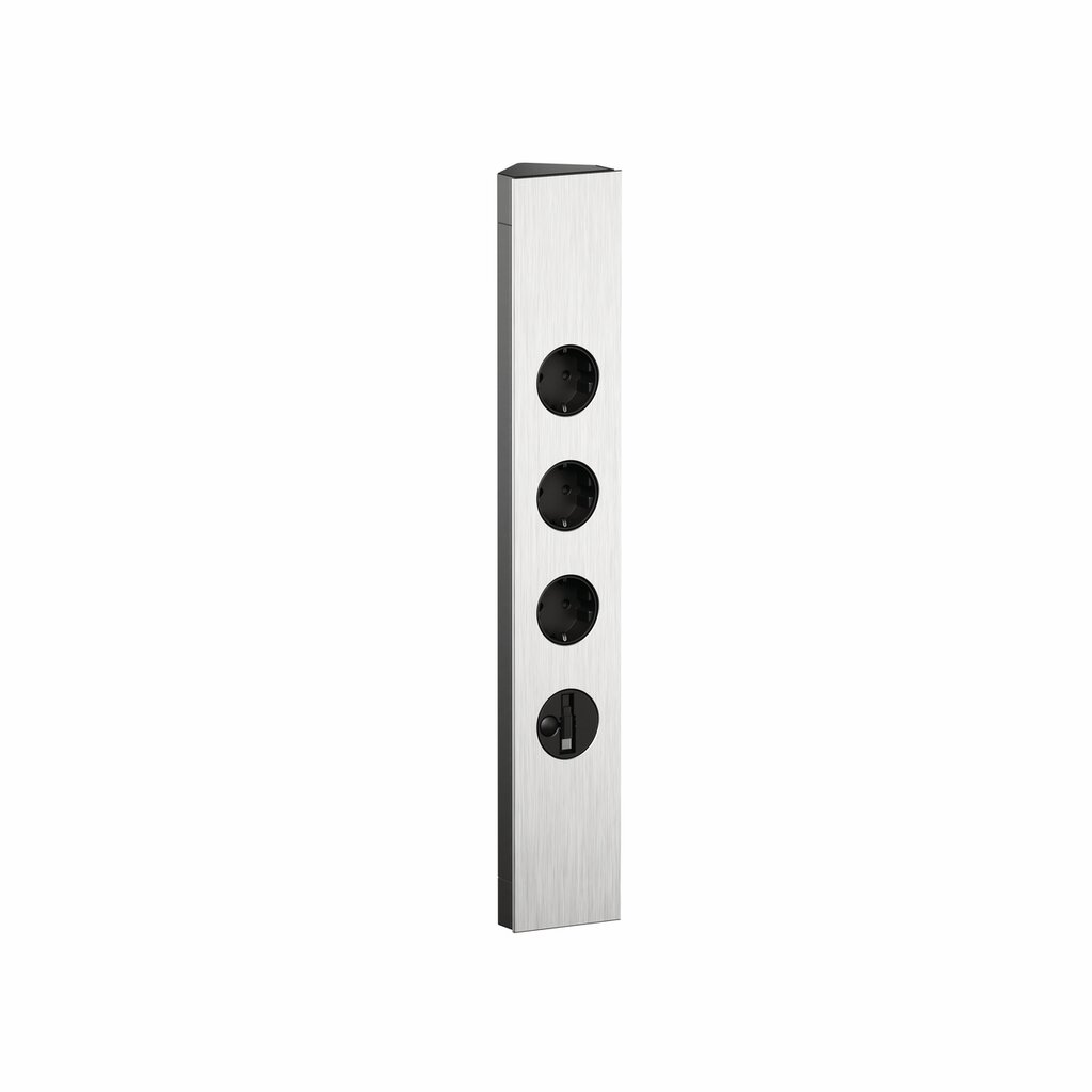Naber Mira Eck Glas USB C Snap, Steckdosenelement, Aluminium schwarz/Glas edelstahlfarbig