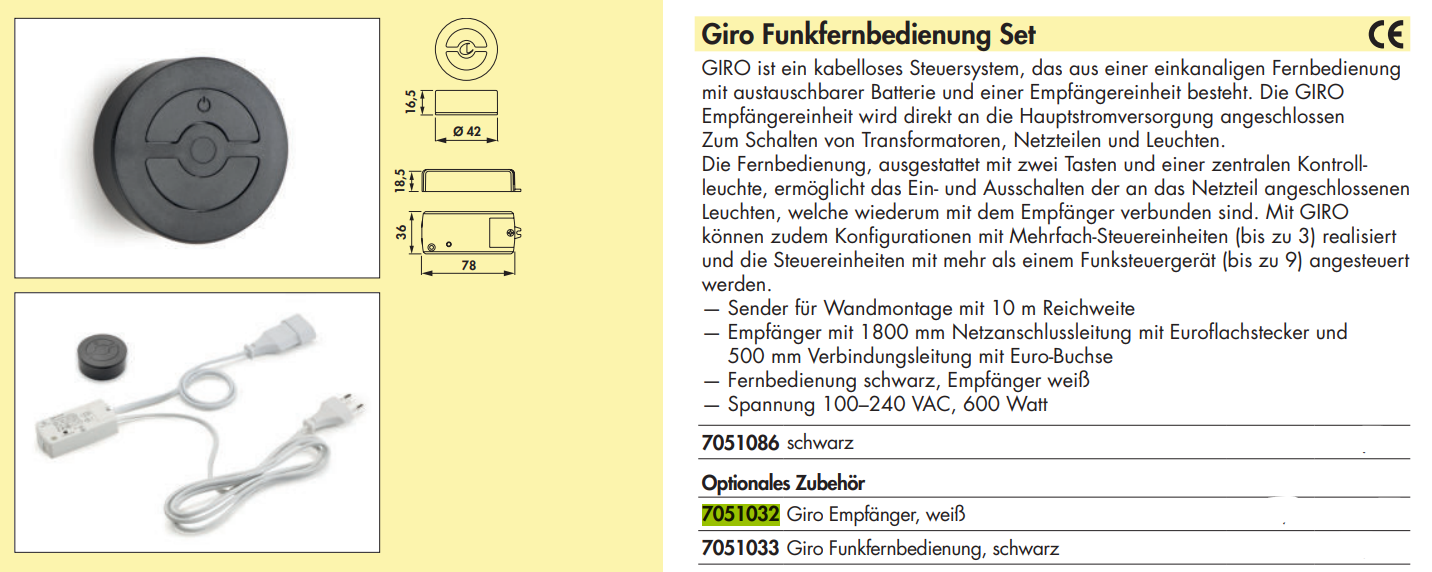 Naber Giro Empfänger, Zubehör, weiß