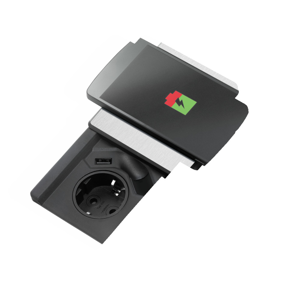 Naber Evoline® Square USB C Qi, Steckdosenelement, mit Schukosteckdose