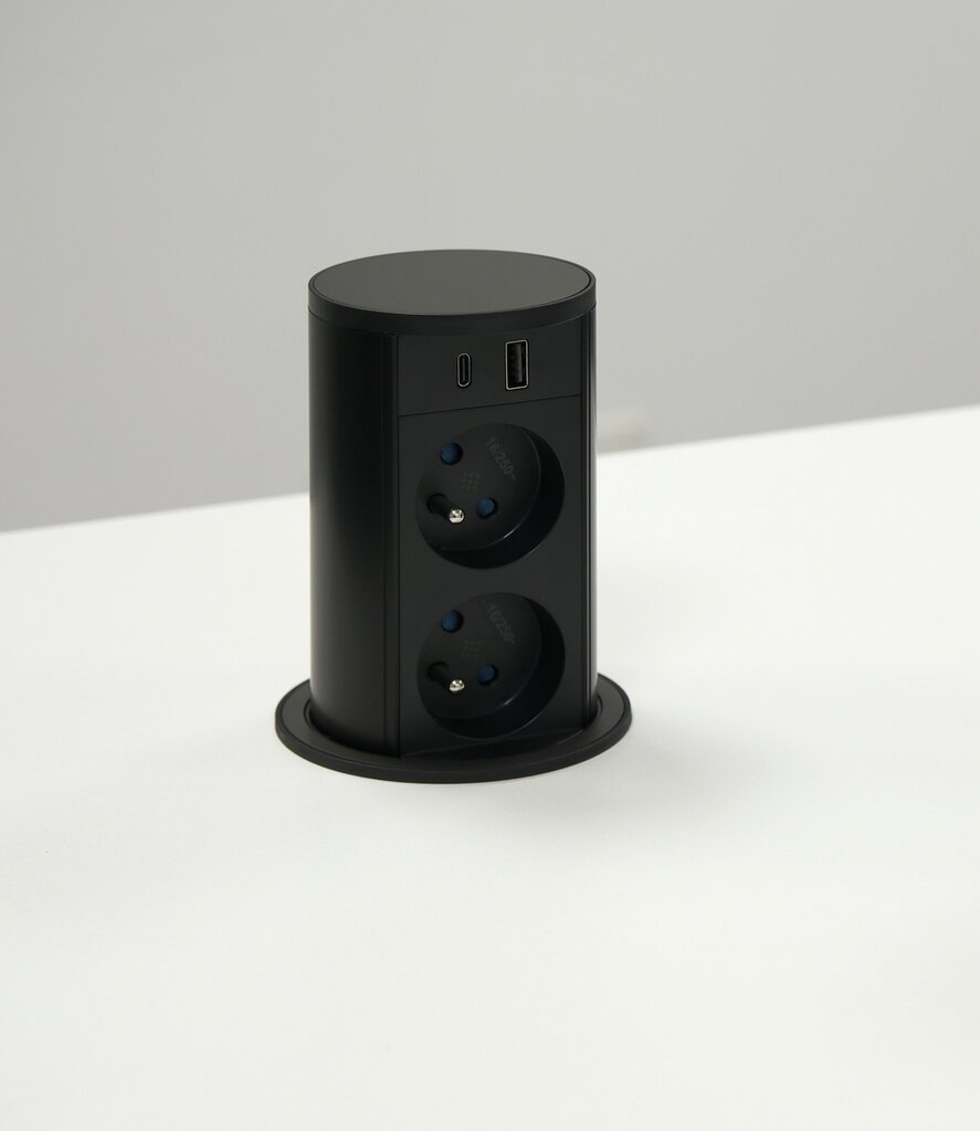 Naber VersaLift USB A/C, Steckdosenelement, mit belgischen/französischen Steckdosen, gunmetal