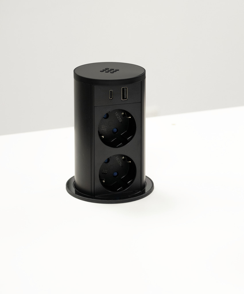 Naber VersaLift USB A/C QI, Steckdosenelement, Acrylglas, schwarz