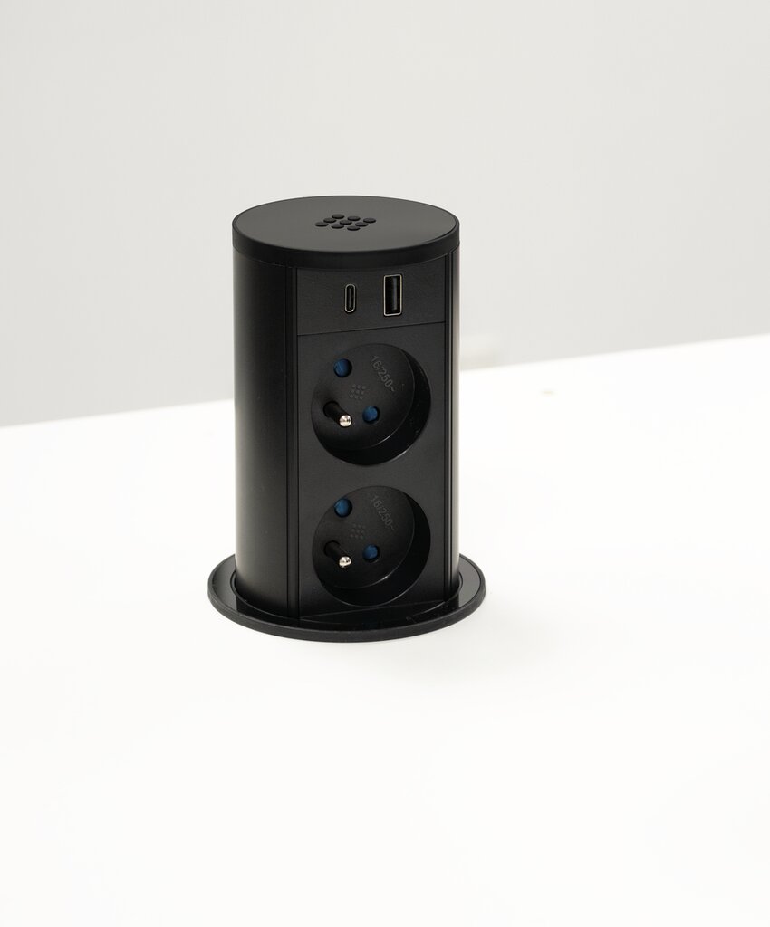 Naber VersaLift USB A/C QI, Steckdosenelement, mit belgischen/französischen Steckdosen, Acrylglas, schwarz matt