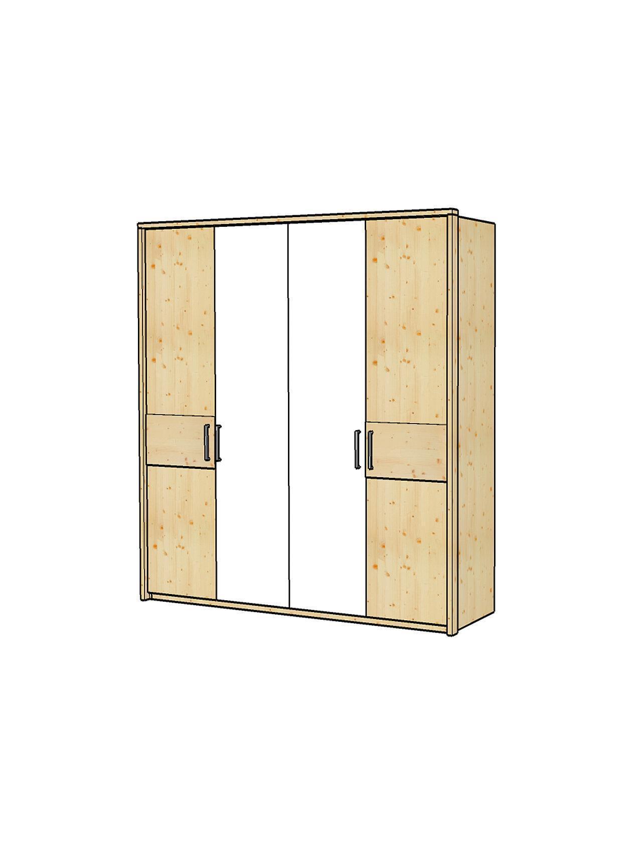 Kleiderschrank Lugano, 4-trg. mit Akzent