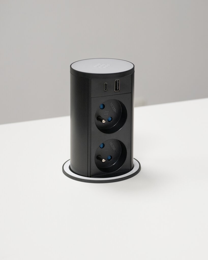 Naber VersaLift USB A/C, Steckdosenelement, mit belgischen/französischen Steckdosen, Acrylglas, weiß matt